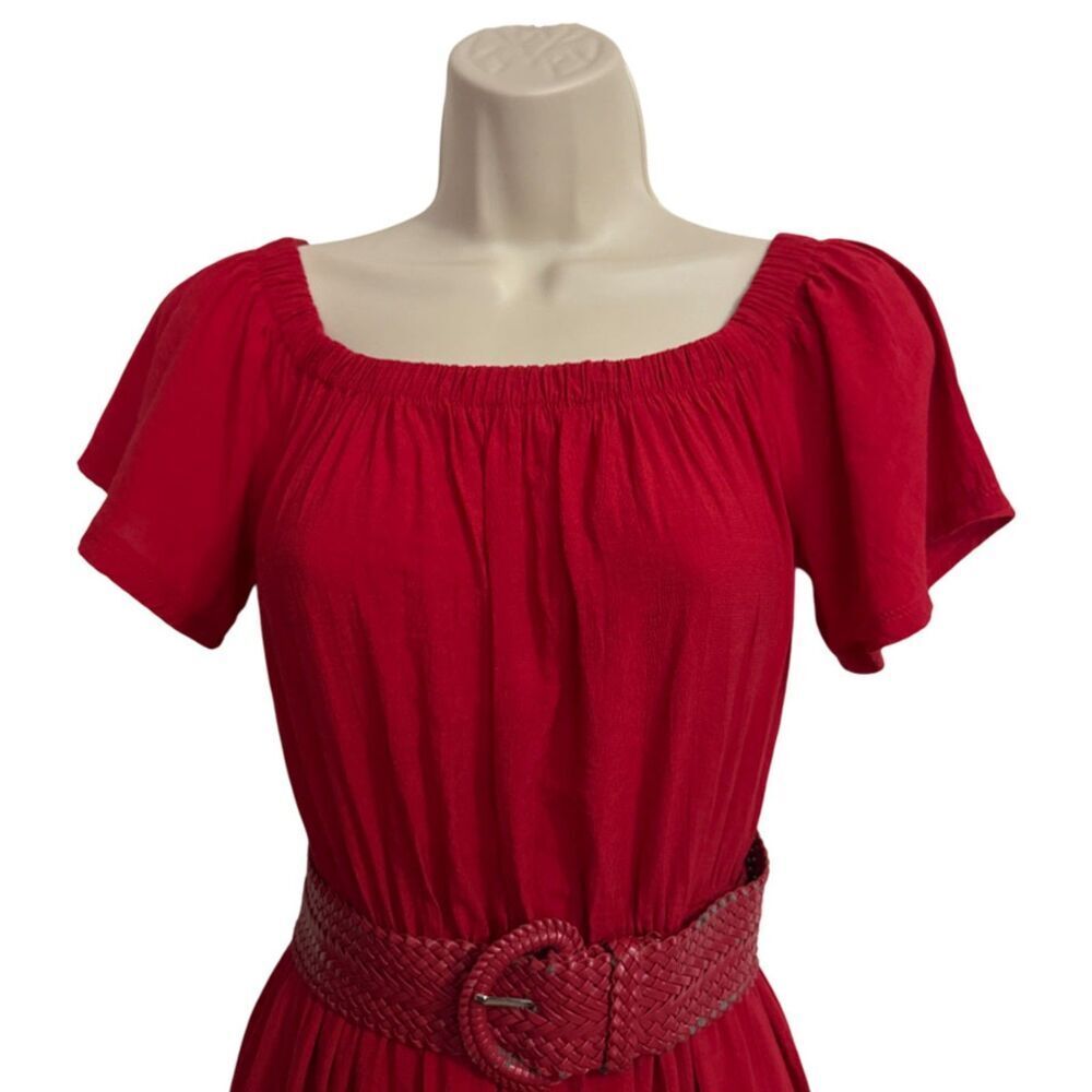 Ny Collection Red Tiered Short Flutter Sleeve Mid… - image 5